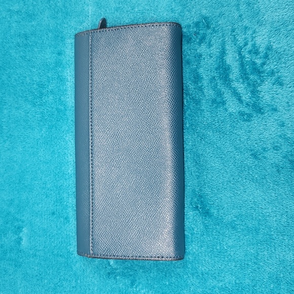 Coach Pebbled Leather Ink Blue Wallet - Picture 3 of 6